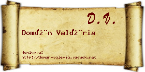 Domán Valéria névjegykártya